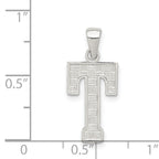 Sterling Silver 925 Letter T Pendant Rhodium-Plated Classic Solid Design