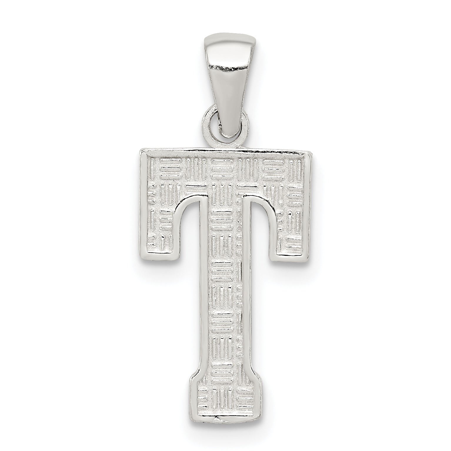 Sterling Silver Rhodium-plated Letter T Initial Pendant Main image
