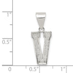 Sterling Silver 925 Rhodium-Plated Initial V Pendant Elegant Small Solid Charm
