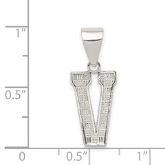 Sterling Silver 925 Rhodium-Plated Initial V Pendant Elegant Small Solid Charm