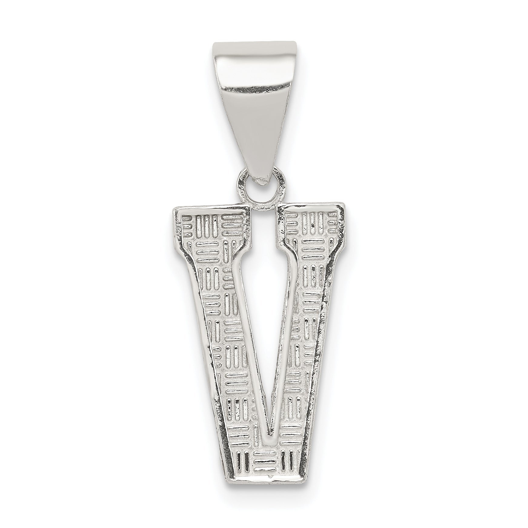 Sterling Silver Rhodium-plated Letter V Initial Pendant Main image