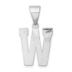 Sterling Silver Rhodium-Plated Initial W Pendant  Classic Solid Design