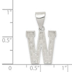 Sterling Silver Rhodium-Plated Initial W Pendant  Classic Solid Design