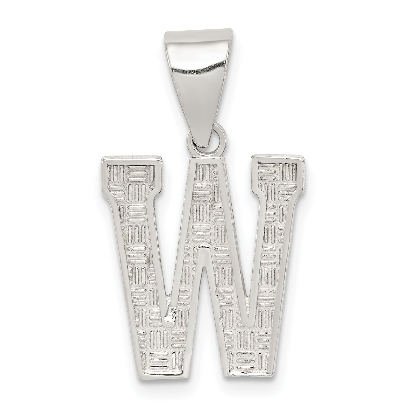 Sterling Silver Rhodium-plated Letter W Initial Pendant Main image