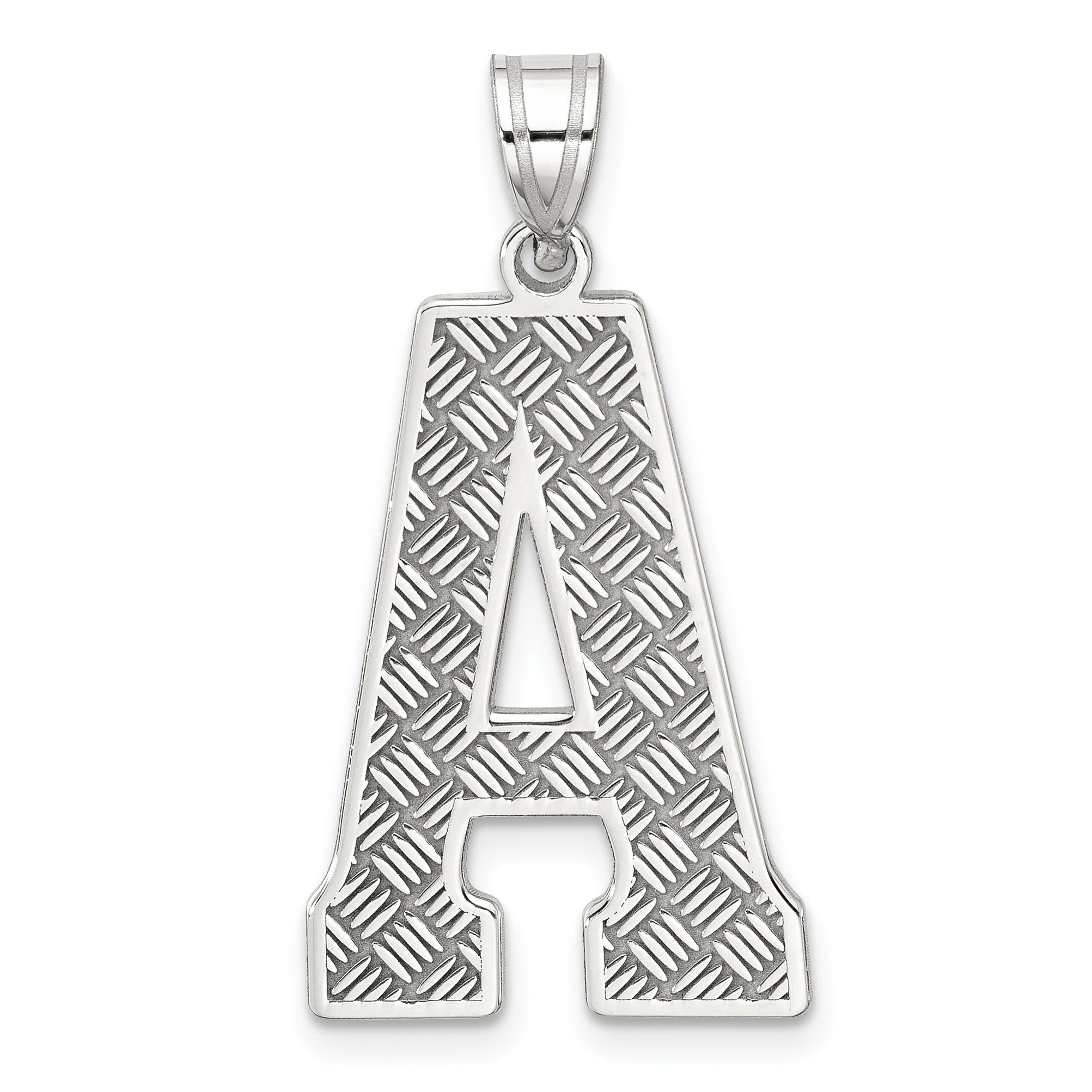 Sterling Silver Rhodium-plated Letter A Initial Pendant Main image