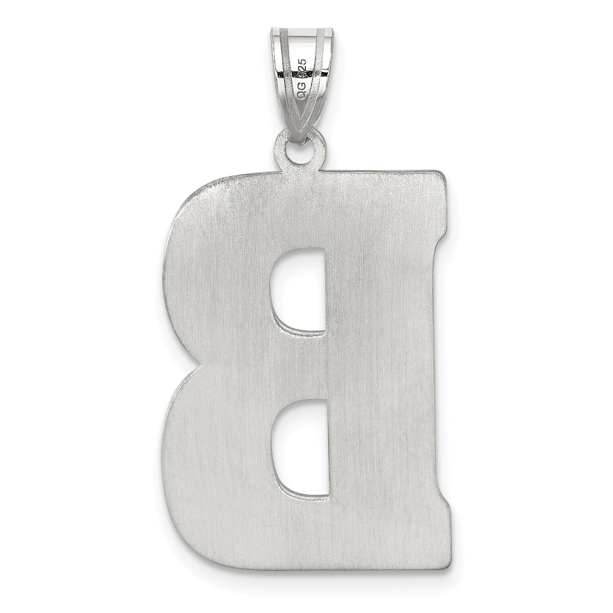 Sterling Silver 925 Rhodium-Plated Letter B Pendant  Large, Solid, Elegant Design
