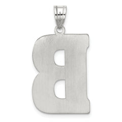 Sterling Silver 925 Rhodium-Plated Letter B Pendant  Large, Solid, Elegant Design