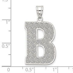 Sterling Silver 925 Rhodium-Plated Letter B Pendant  Large, Solid, Elegant Design