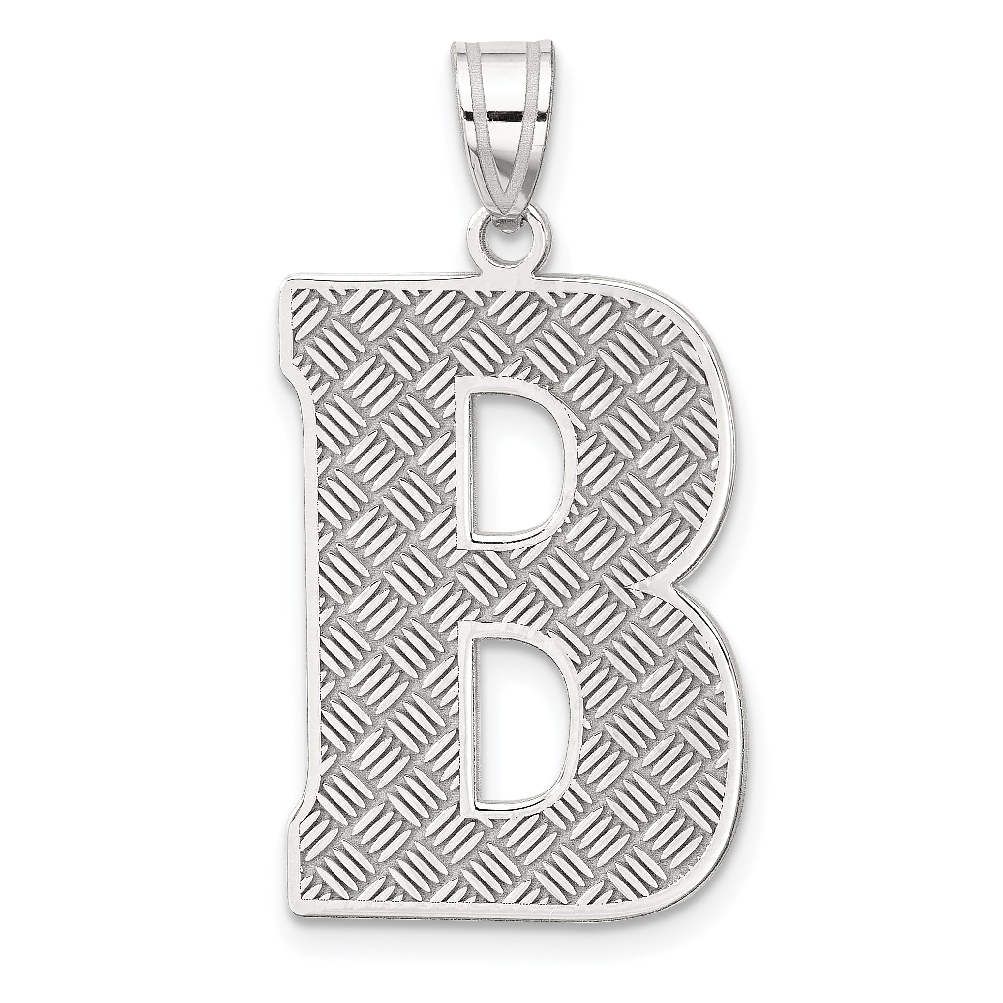Sterling Silver Rhodium-plated Letter B Initial Pendant