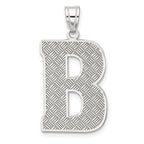 Sterling Silver Rhodium-plated Letter B Initial Pendant