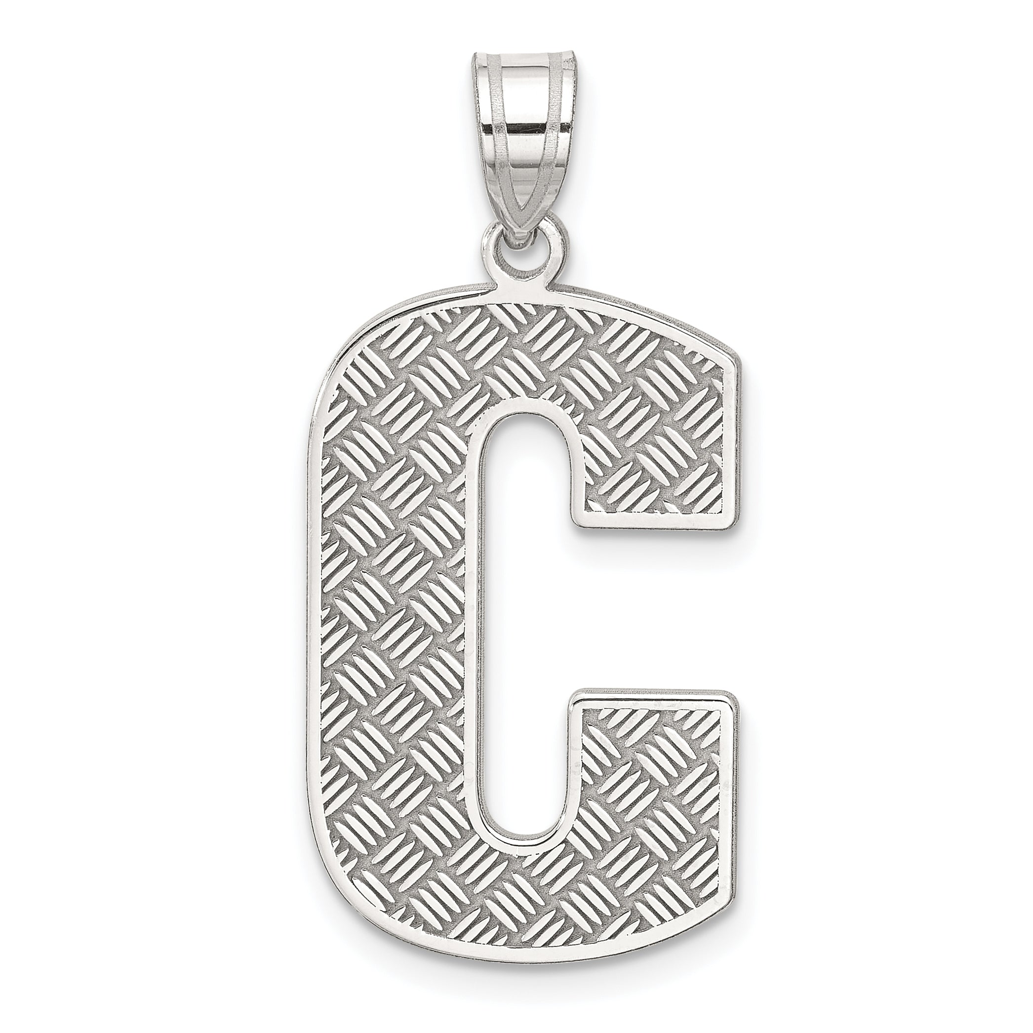 Sterling Silver Rhodium-plated Letter C Initial Pendant Main image