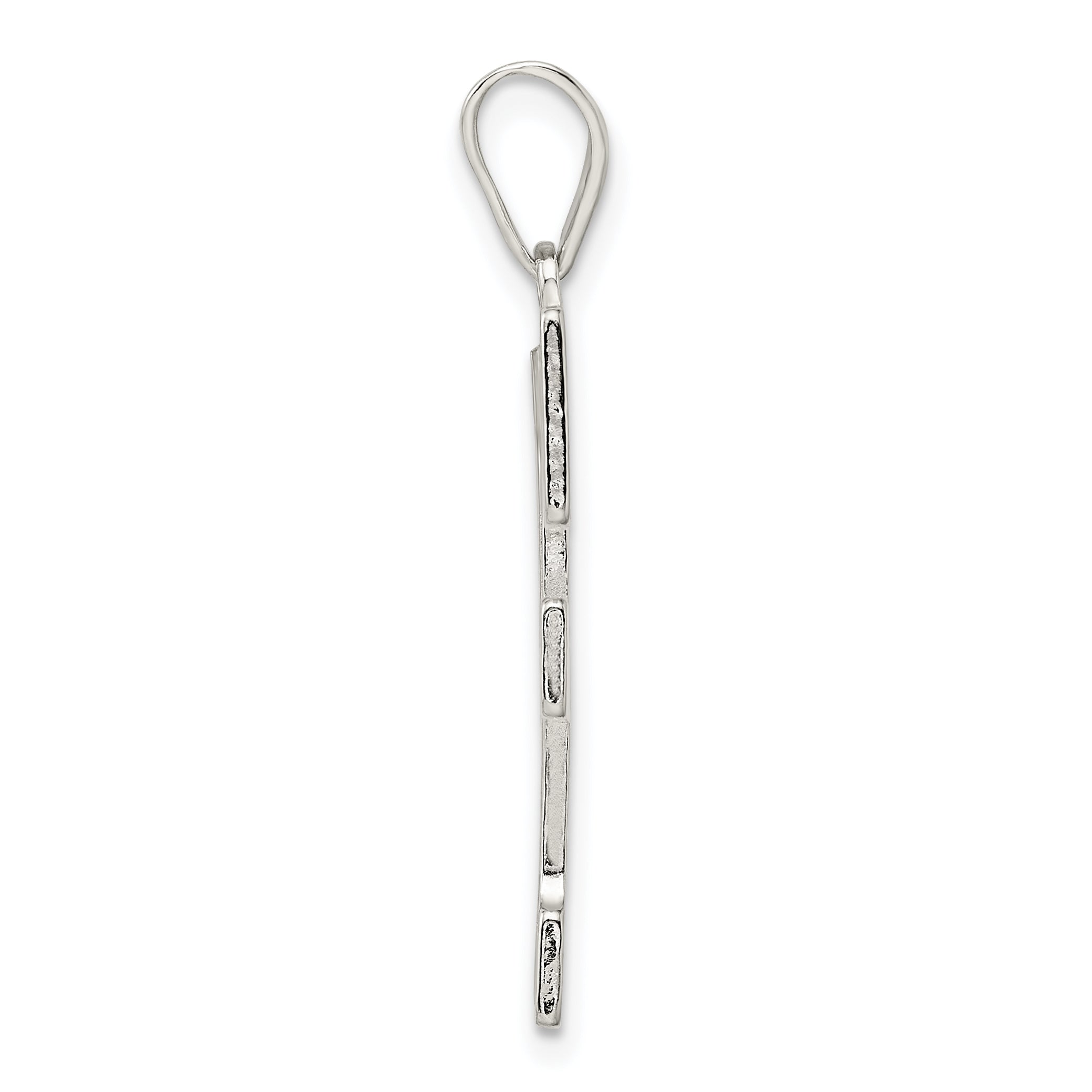 Sterling Silver Rhodium-Plated F Initial Pendant Solid, Large, Elegant Design Secondary image