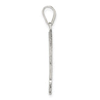Sterling Silver Rhodium-Plated F Initial Pendant Solid, Large, Elegant Design