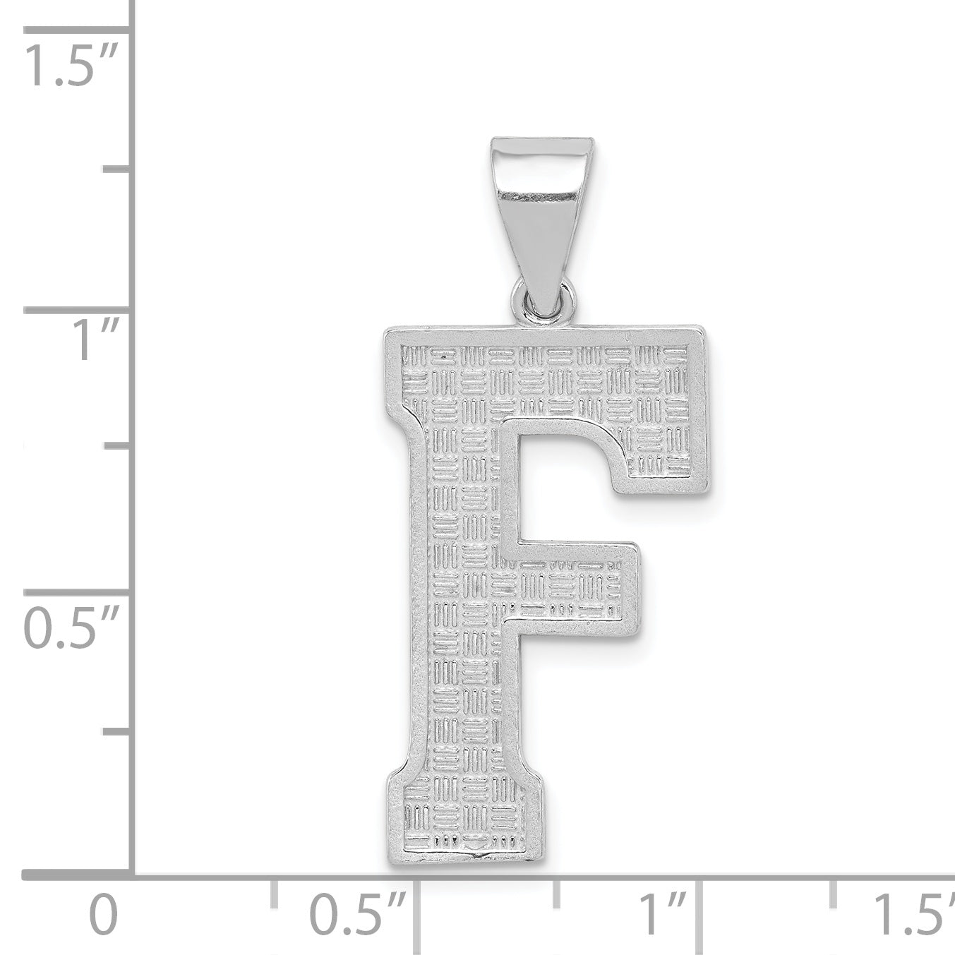 Sterling Silver Rhodium-Plated F Initial Pendant Solid, Large, Elegant Design