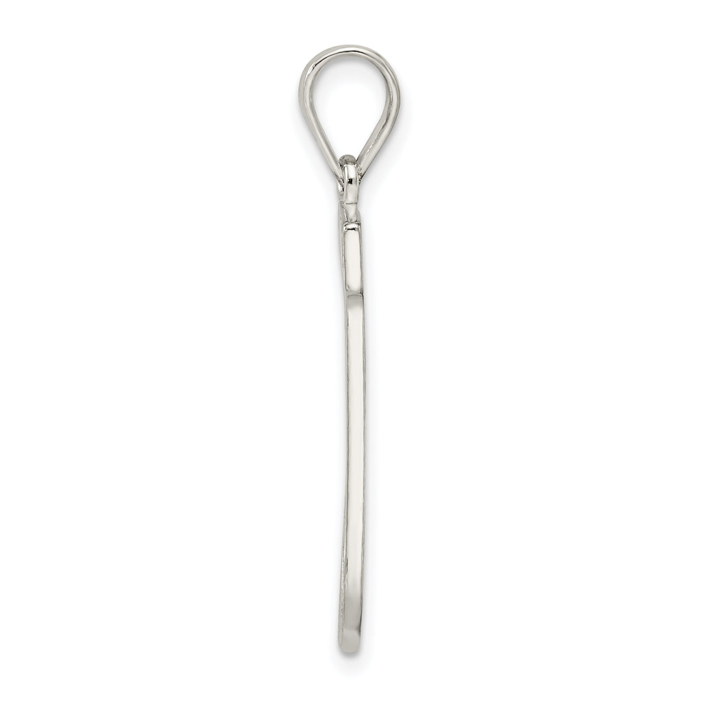 Sterling Silver Rhodium-Plated Letter J Pendant in Solid 925 Casted Design