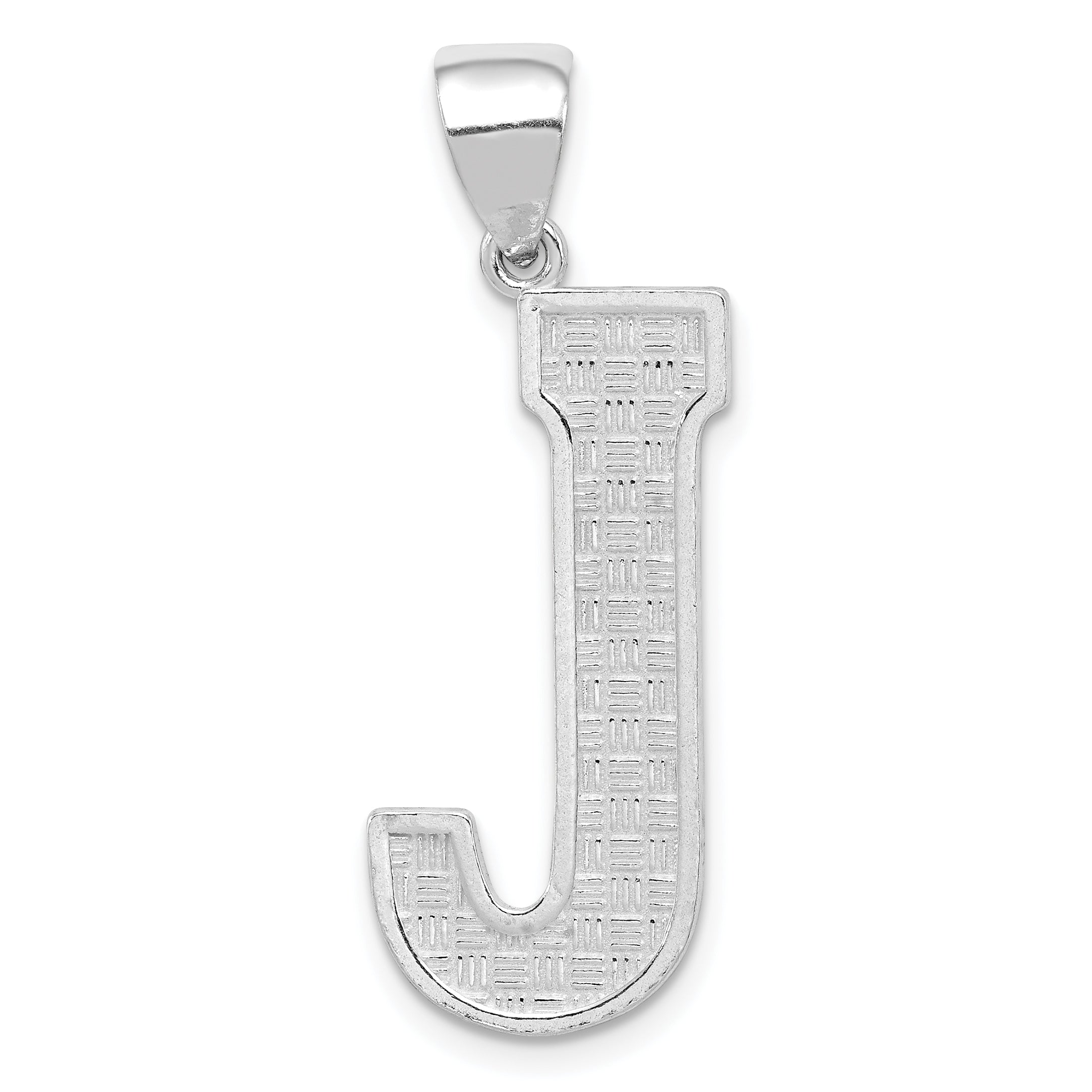 Sterling Silver Rhodium-plated Letter J Initial Pendant Main image