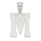 Sterling Silver 925 Letter M Pendant with Rhodium-Plated Solid Design