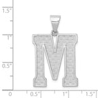 Sterling Silver 925 Letter M Pendant with Rhodium-Plated Solid Design