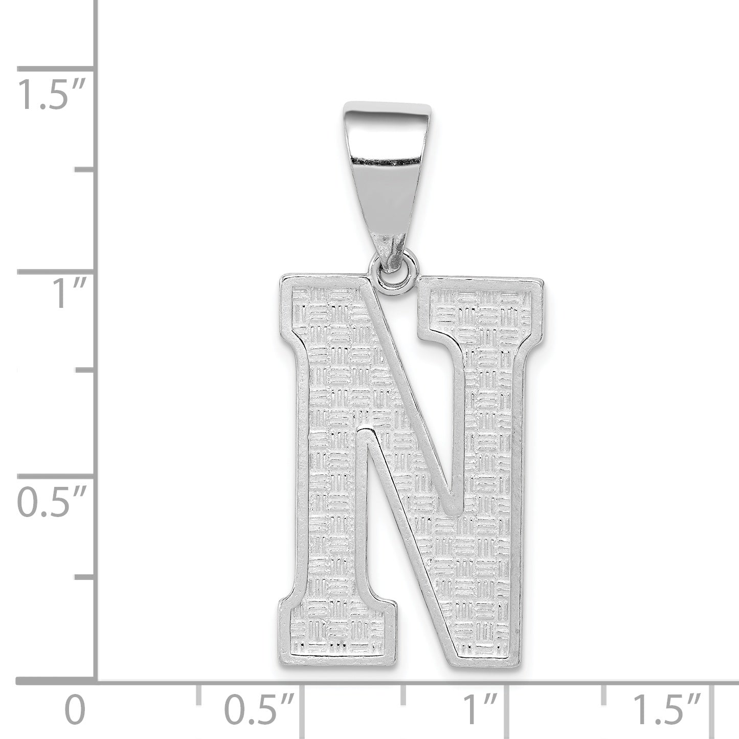 Sterling Silver 925 Rhodium-Plated Initial N Pendant  Large, Elegant Cast Design