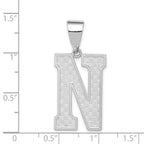 Sterling Silver 925 Rhodium-Plated Initial N Pendant  Large, Elegant Cast Design