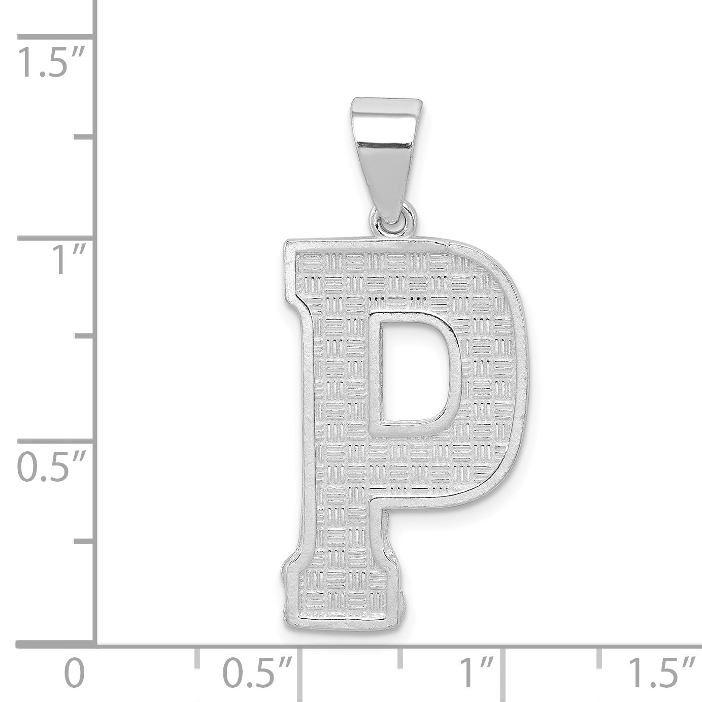 Sterling Silver 925 Initial P Pendant  Rhodium-Plated, Solid, Large Cast Design