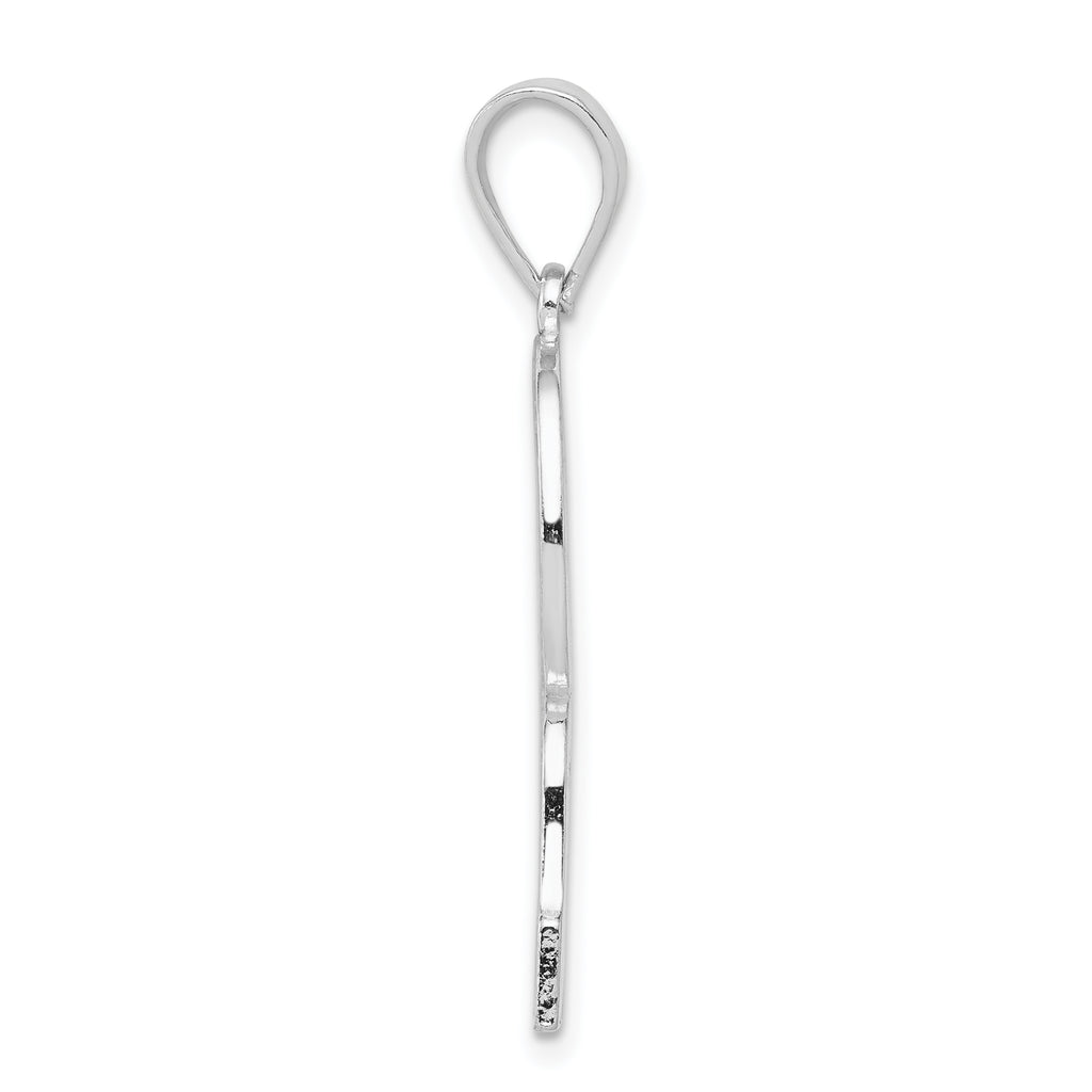 Sterling Silver 925 Rhodium-Plated Large Initial R Pendant Elegant, Casted Design