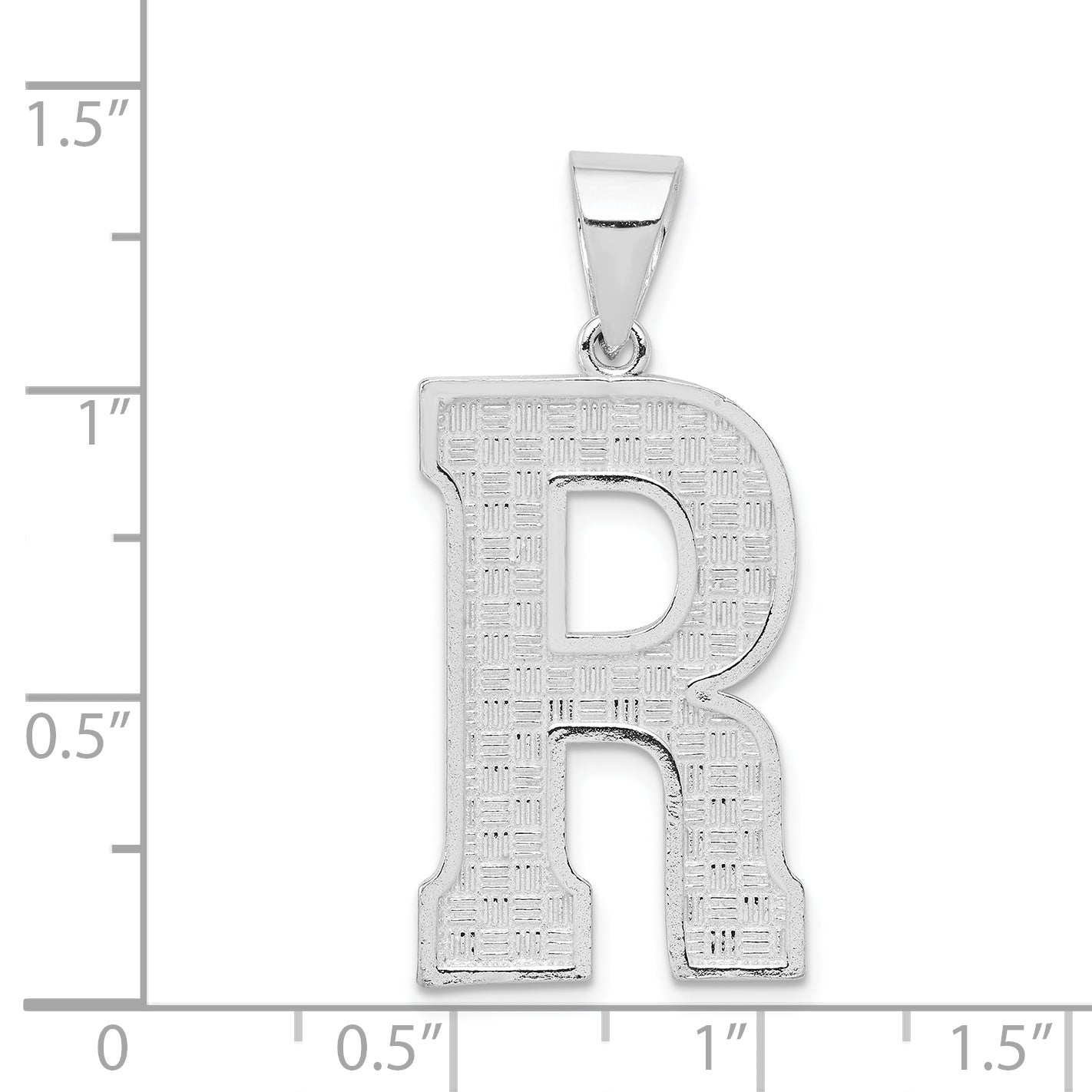 Sterling Silver 925 Rhodium-Plated Large Initial R Pendant Elegant, Casted Design