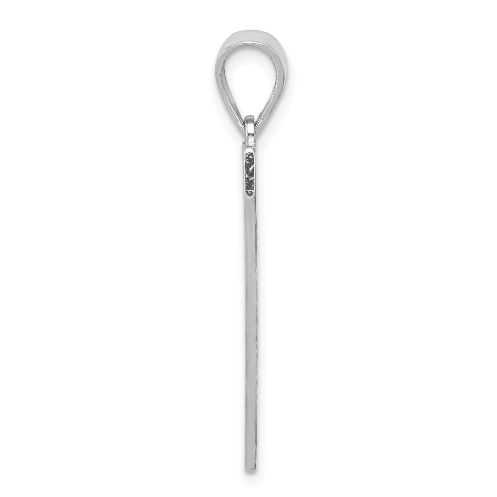 Sterling Silver Rhodium-Plated Letter V Pendant Large Bold Design
