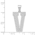 Sterling Silver Rhodium-Plated Letter V Pendant Large Bold Design
