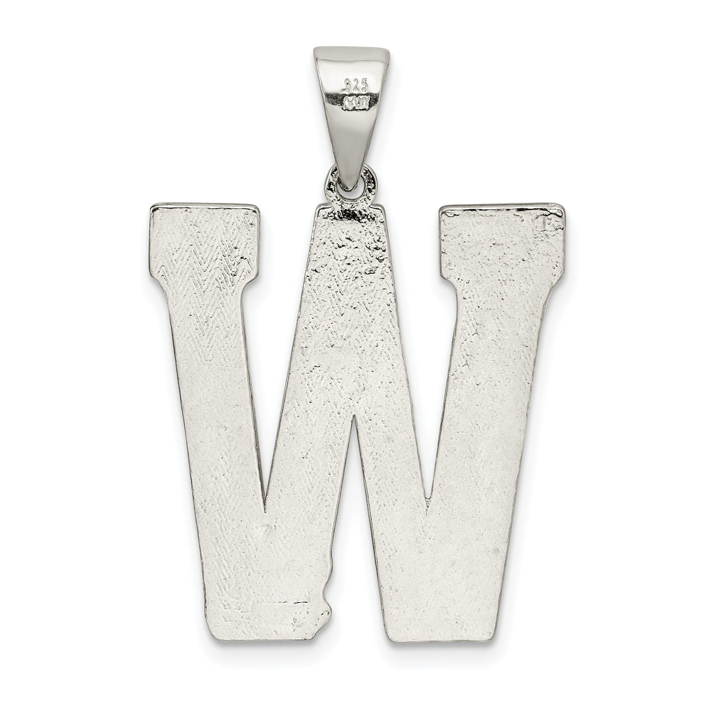 Sophia Jewelers Sterling Silver Rhodium-Plated Large Letter W Pendant Gift