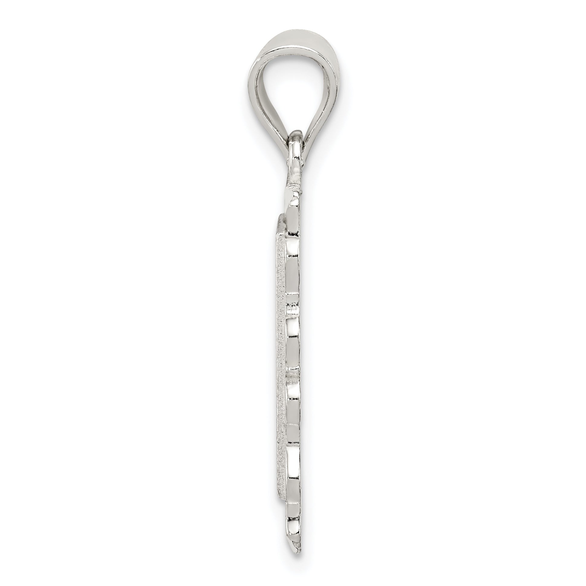 Sterling Silver Square Diamond-cut Letter B Initial Pendant Secondary image
