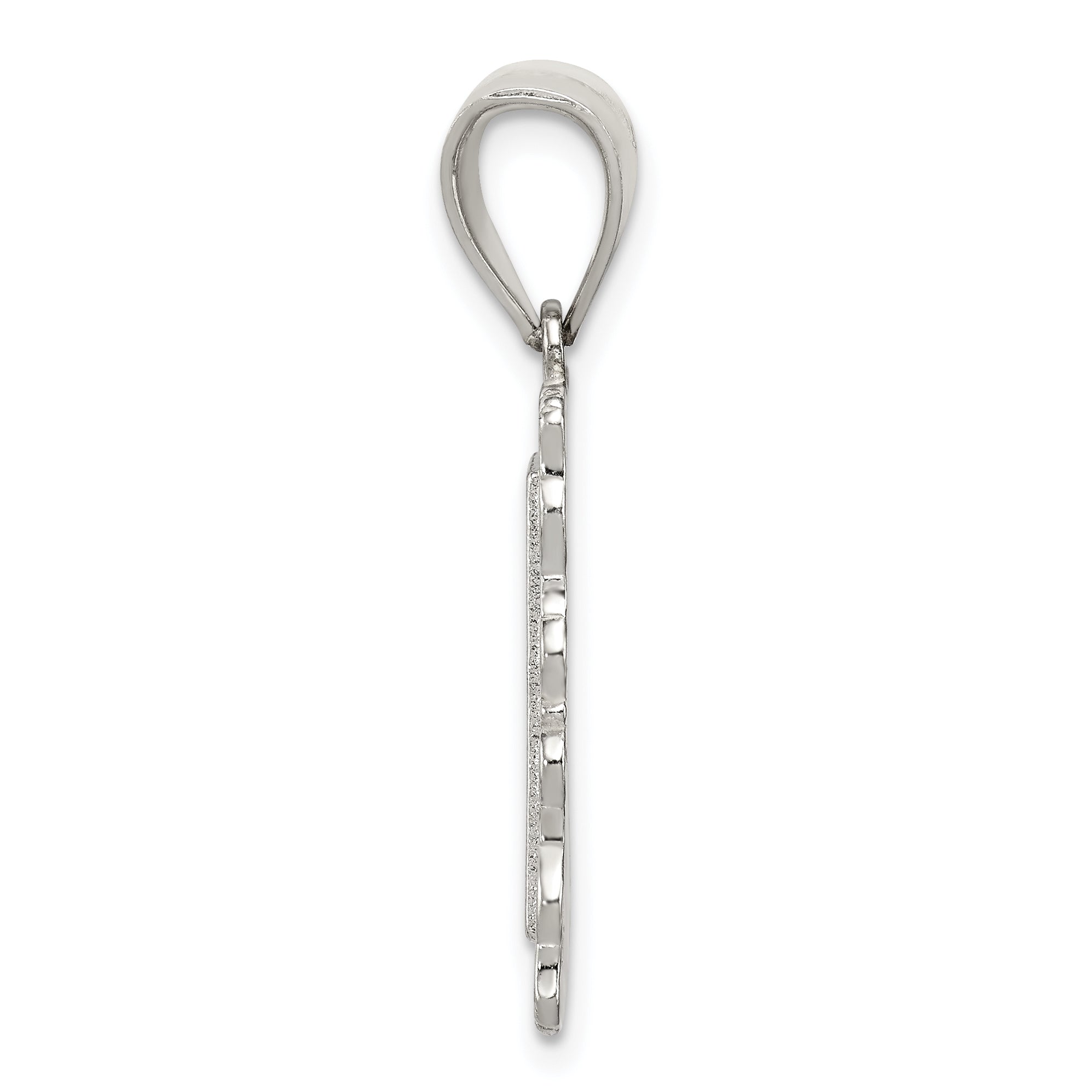 Sterling Silver Square Diamond-cut Letter C Initial Pendant Secondary image
