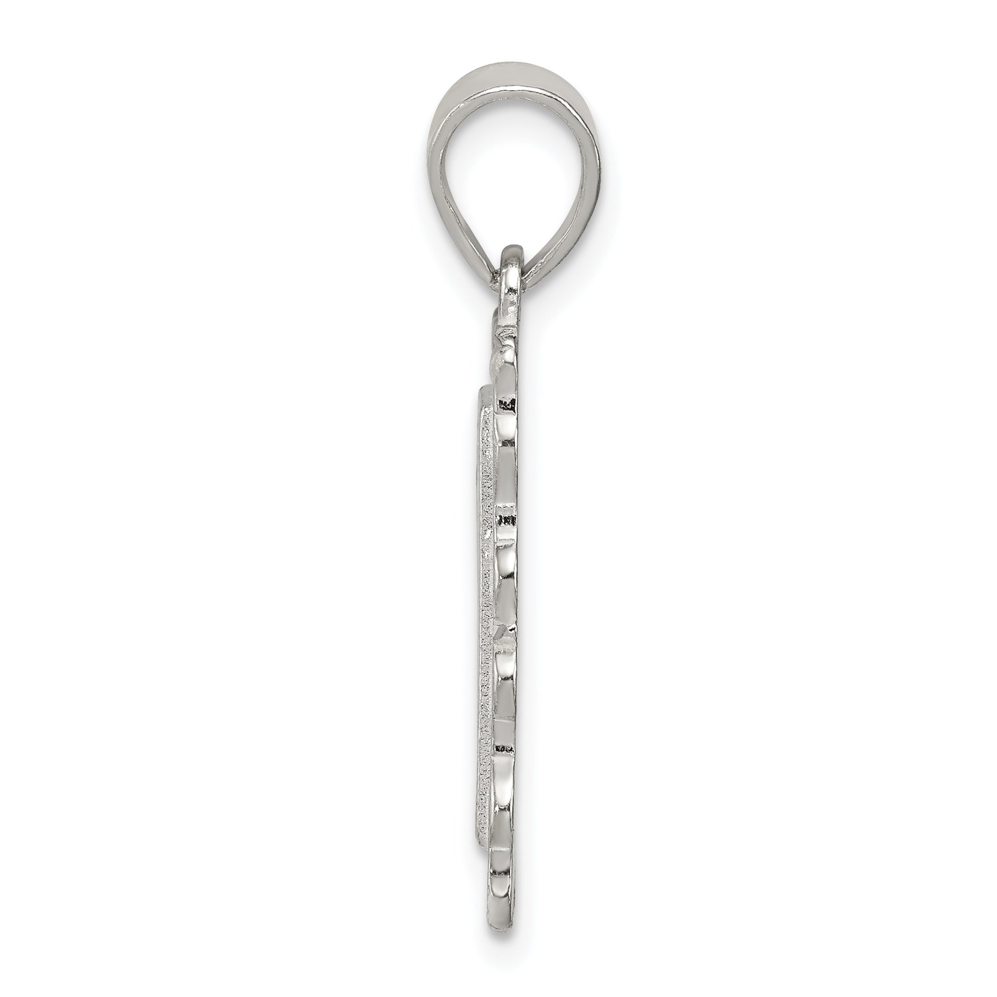 Sterling Silver Square Diamond-cut Letter D Initial Pendant Secondary image