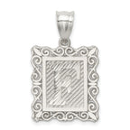 Sterling Silver Square Diamond-cut Letter F Initial Pendant