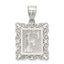 Sterling Silver Square Diamond-cut Letter F Initial Pendant
