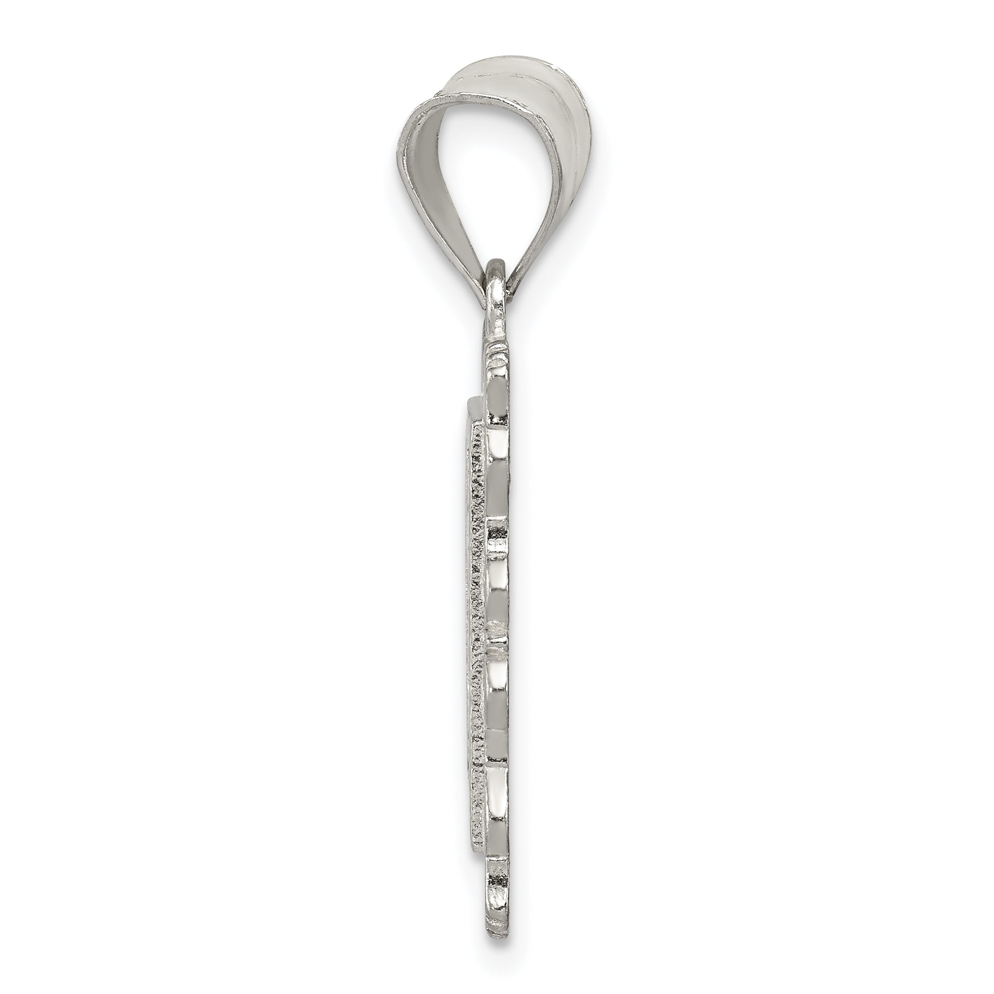 Sterling Silver Square Diamond-cut Letter G Initial Pendant Secondary image