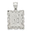 Sterling Silver Square Diamond-cut Letter H Initial Pendant