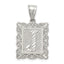 Sterling Silver Square Diamond-cut Letter J Initial Pendant