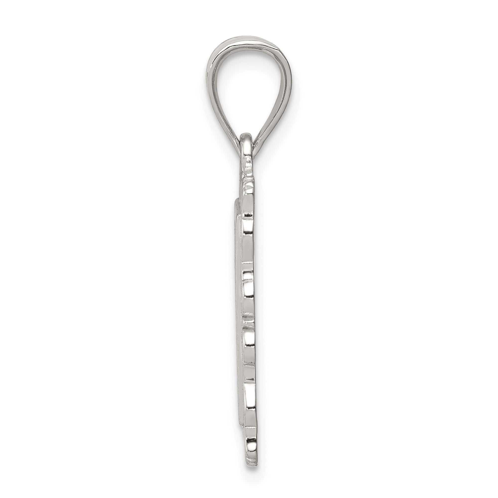 Sterling Silver Square Diamond-cut Letter L Initial Pendant Secondary image
