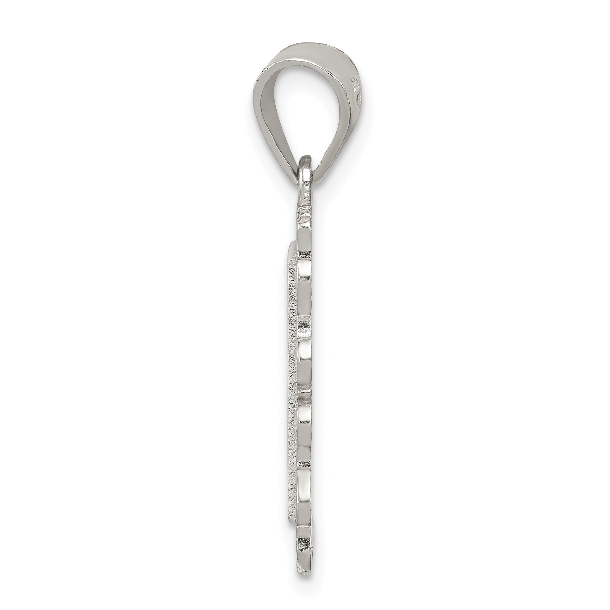 Sterling Silver Square Diamond-cut Letter M Initial Pendant Secondary image