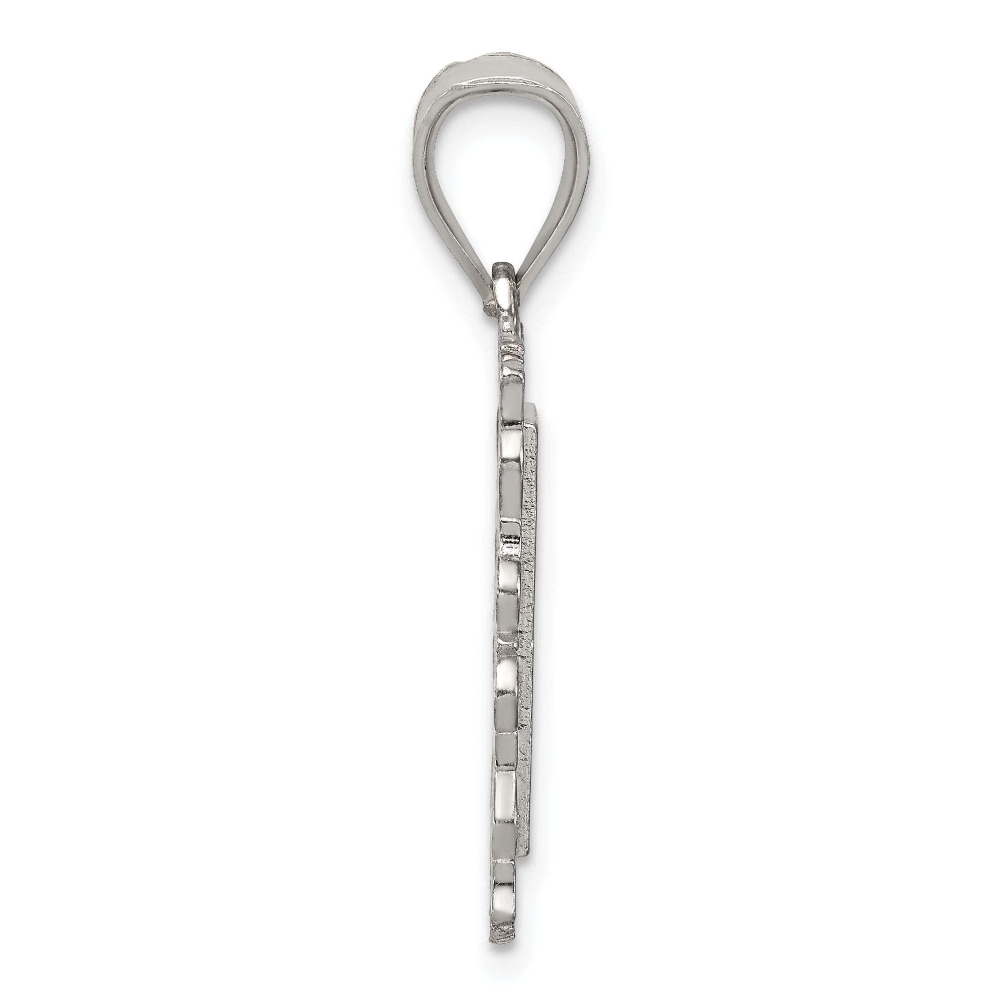 Sterling Silver Square Diamond-cut Letter N Initial Pendant Secondary image