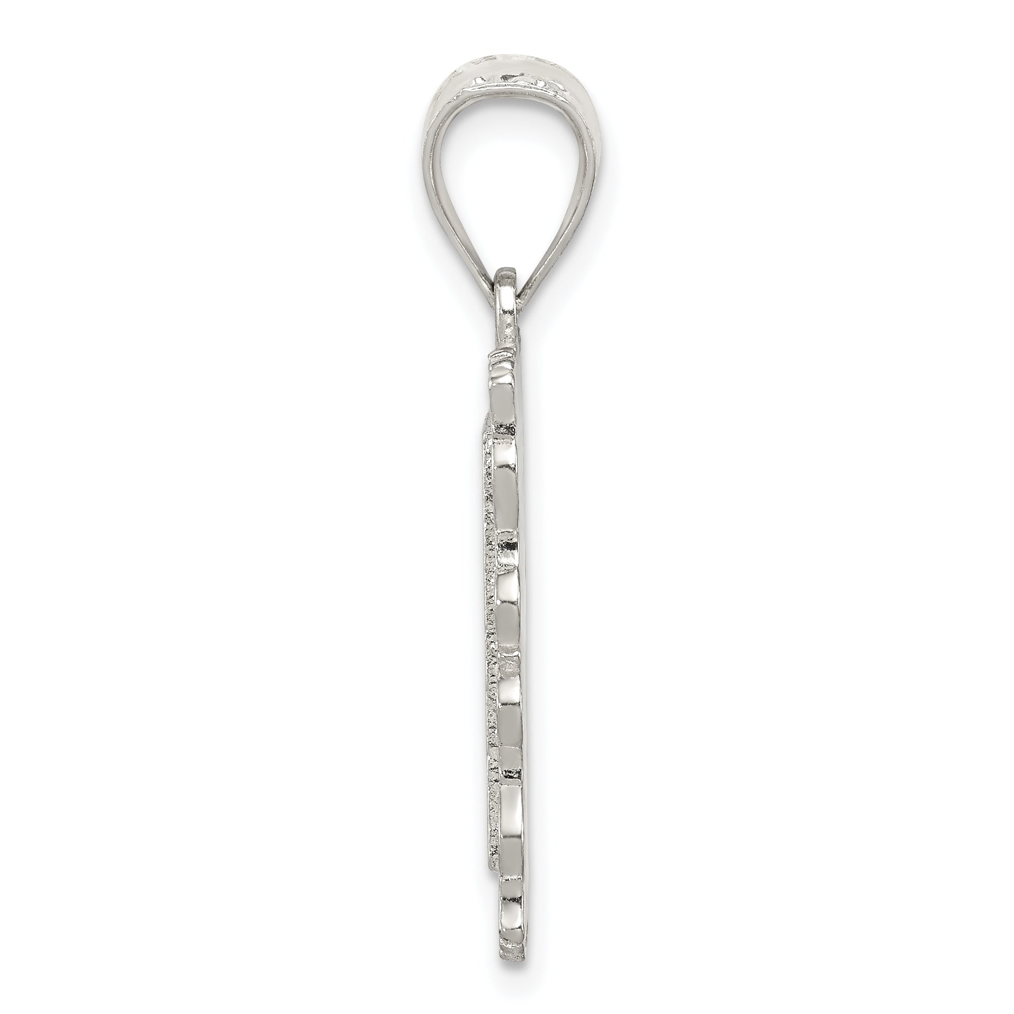 Sterling Silver 925 Diamond-Cut Letter O Pendant with Anti-Tarnish Finish Secondary image