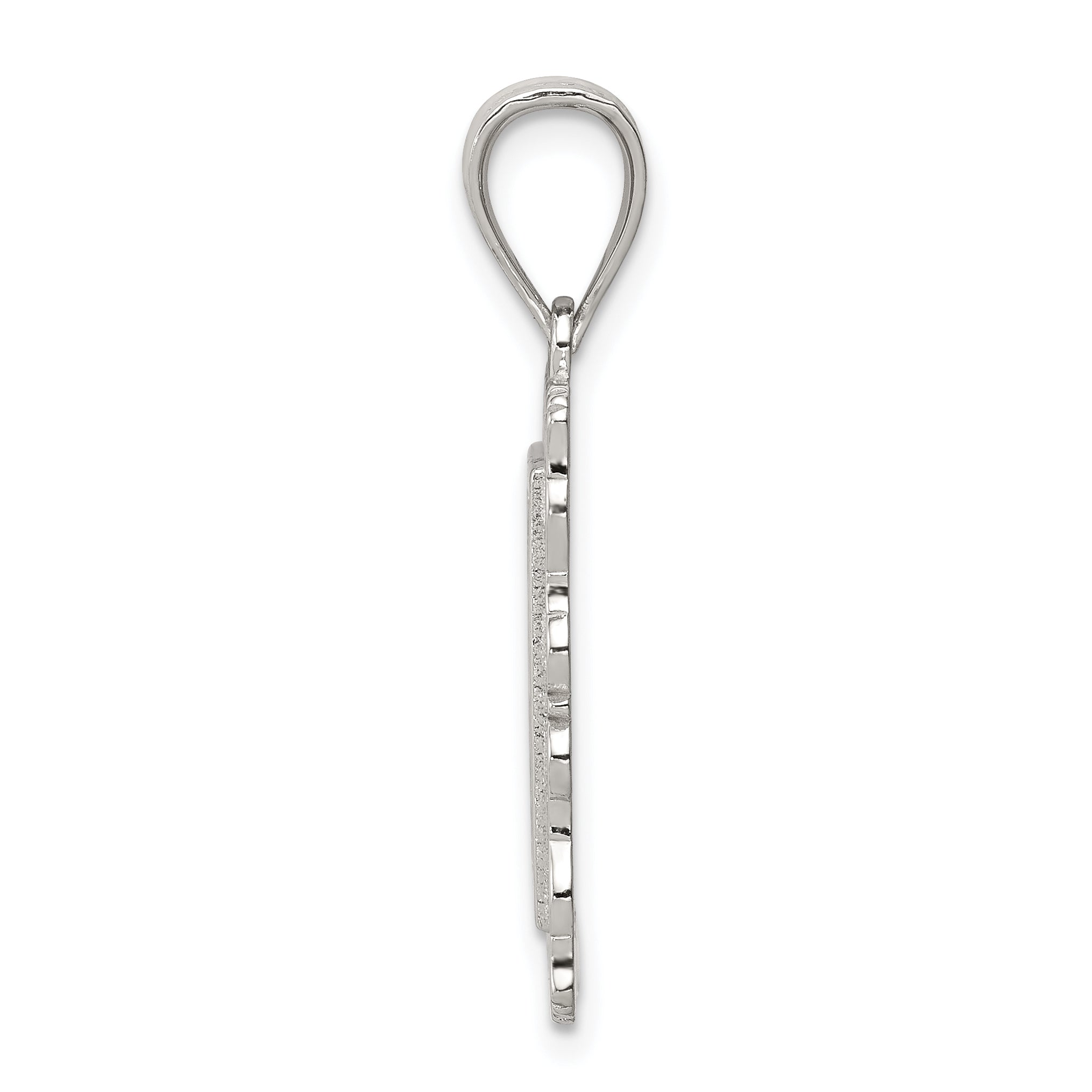 Sterling Silver Square Diamond-cut Letter R Initial Pendant Secondary image