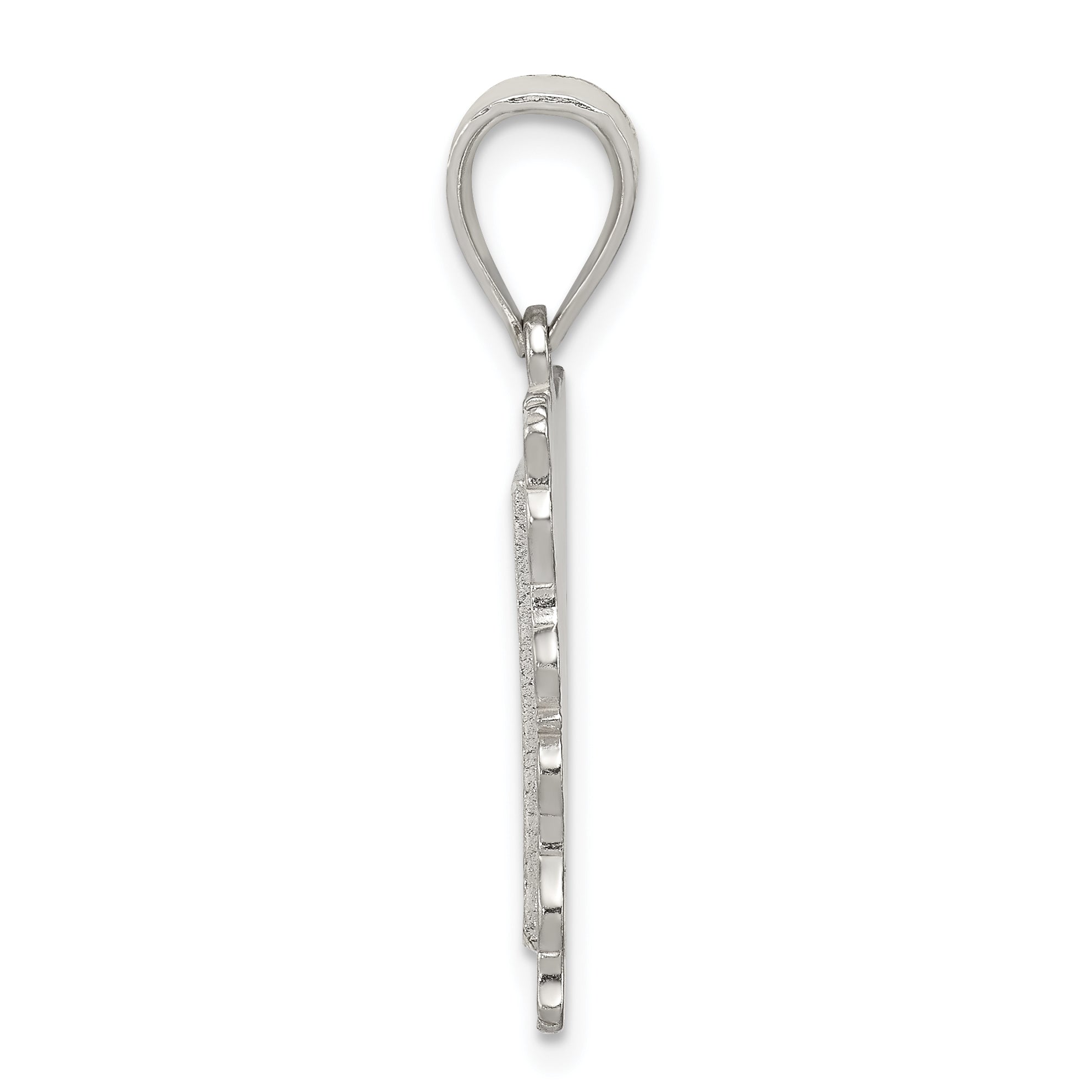 Sterling Silver Square Diamond-cut Letter T Initial Pendant Secondary image
