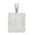 Sterling Silver Square Diamond-cut Letter T Initial Pendant