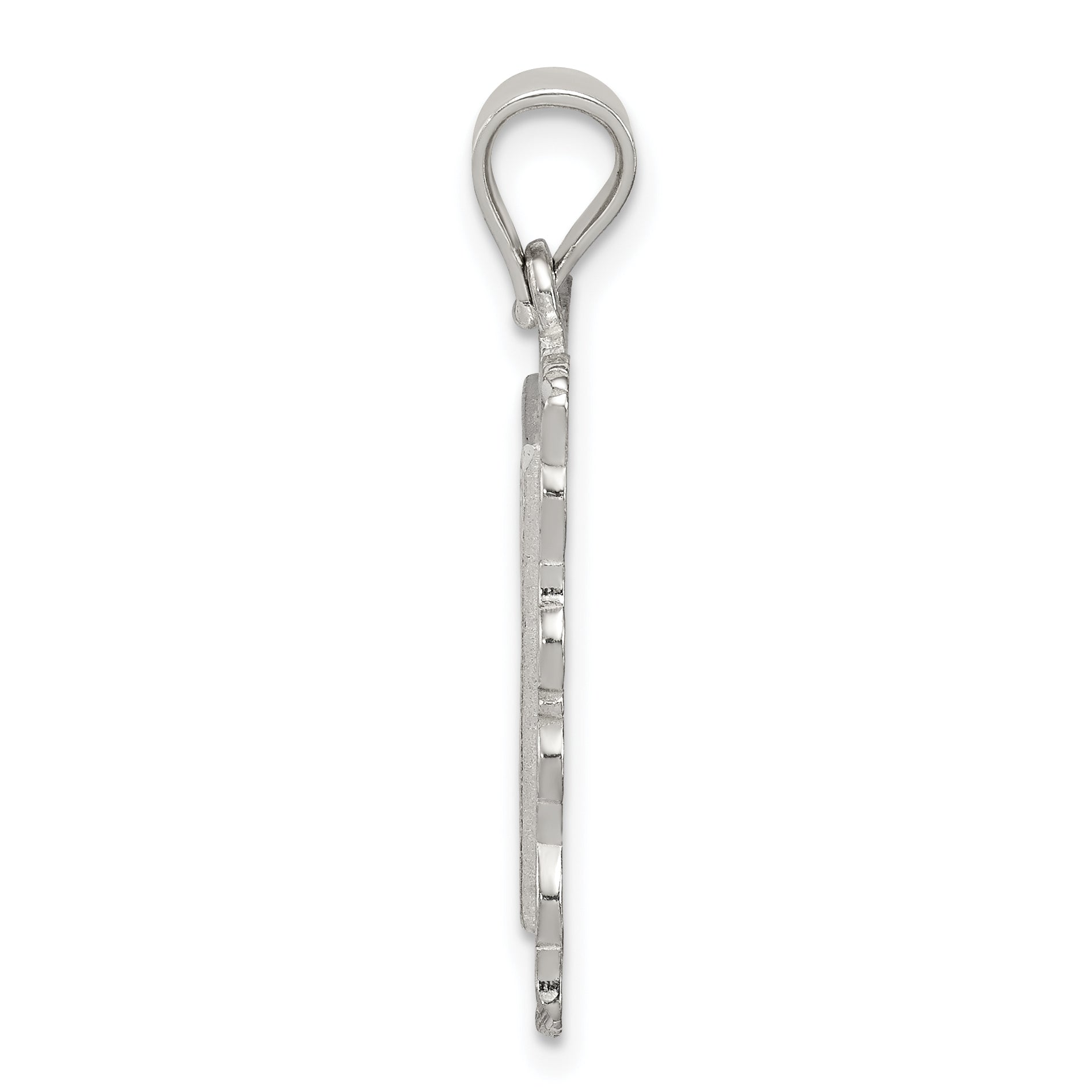 Sterling Silver 925 Letter W Pendant with Diamond-Cut Design and Anti-Tarnish Finish Secondary image