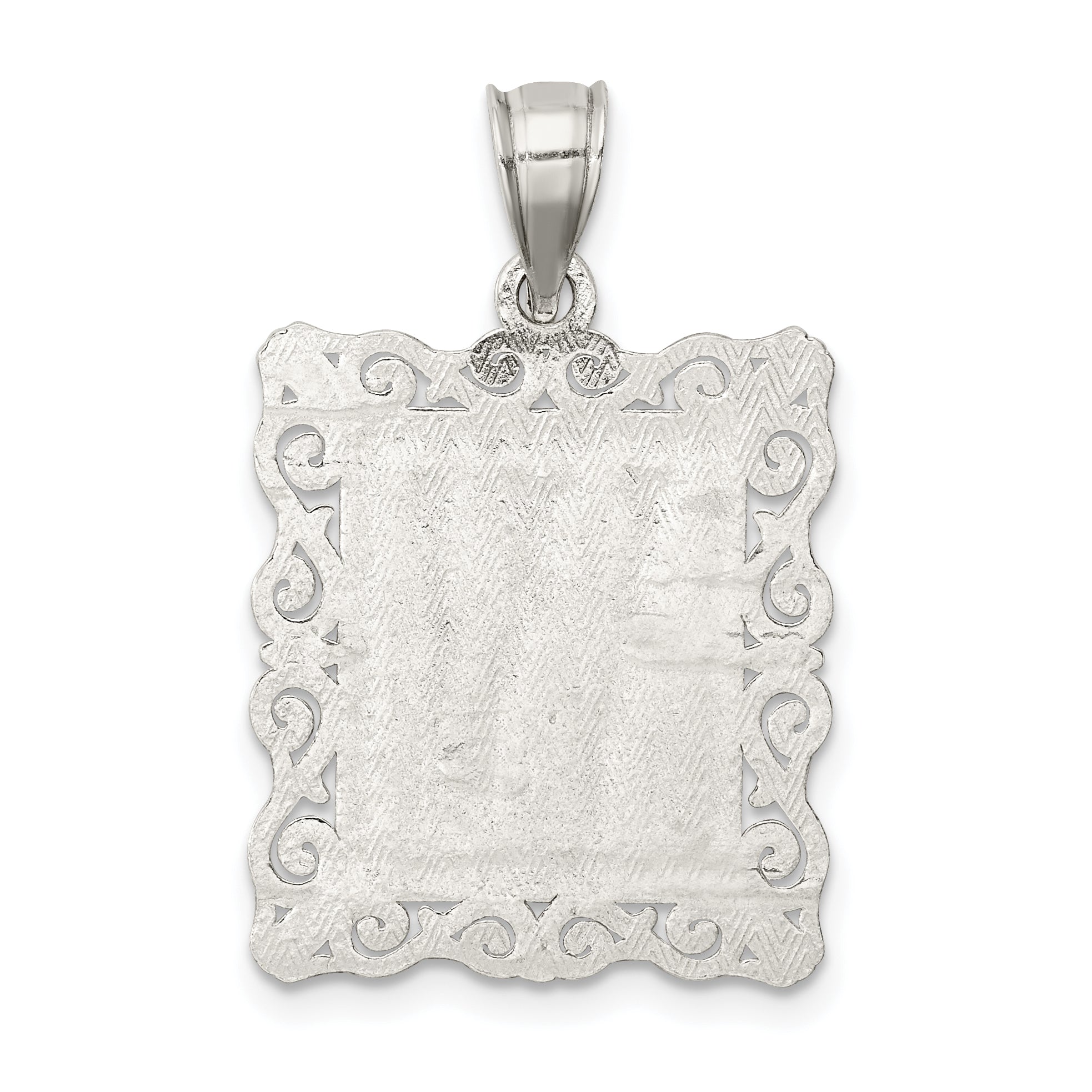 Sterling Silver 925 Letter W Pendant with Diamond-Cut Design and Anti-Tarnish Finish