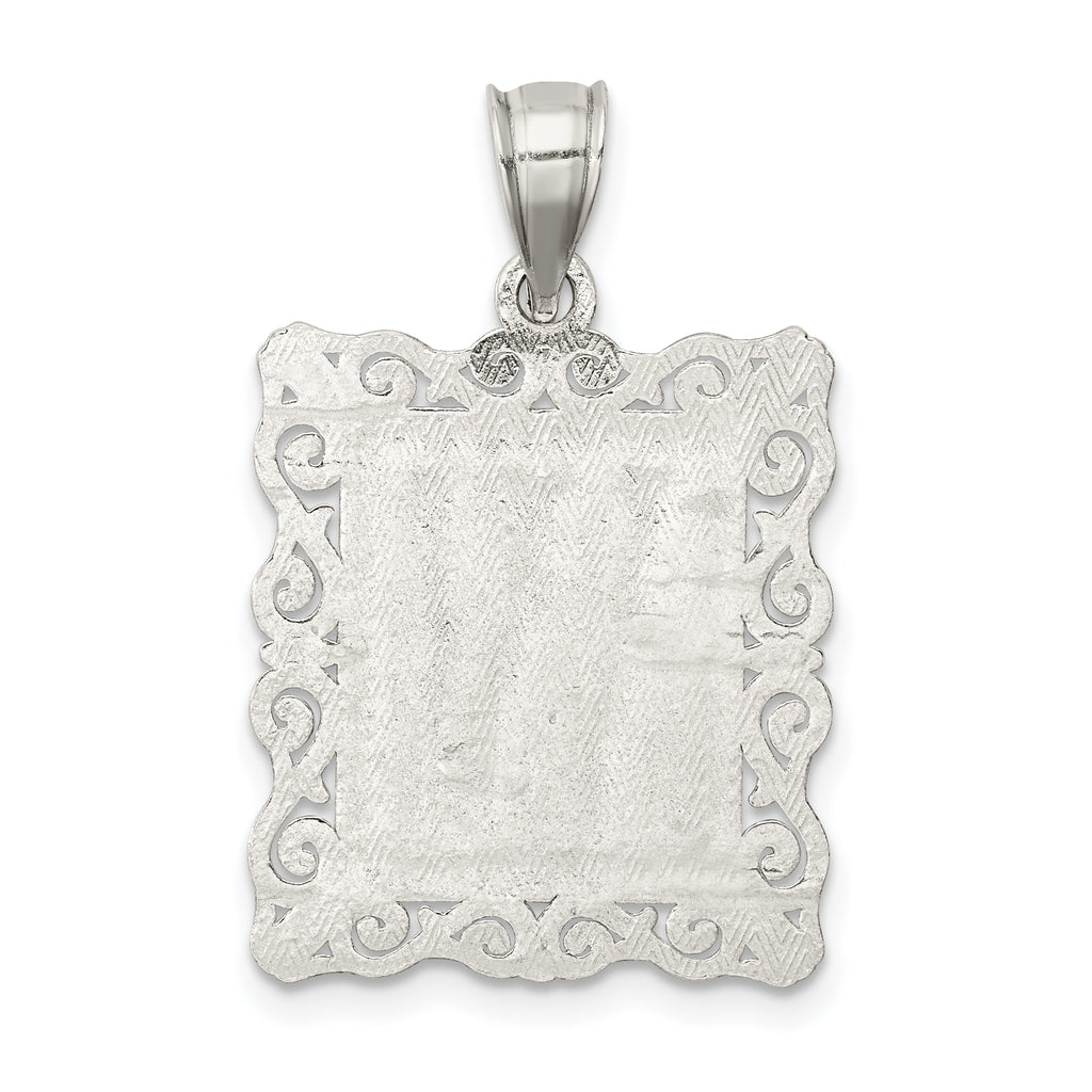 Sterling Silver 925 Letter W Pendant with Diamond-Cut Design and Anti-Tarnish Finish