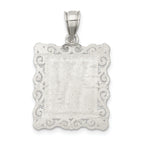 Sterling Silver 925 Letter W Pendant with Diamond-Cut Design and Anti-Tarnish Finish