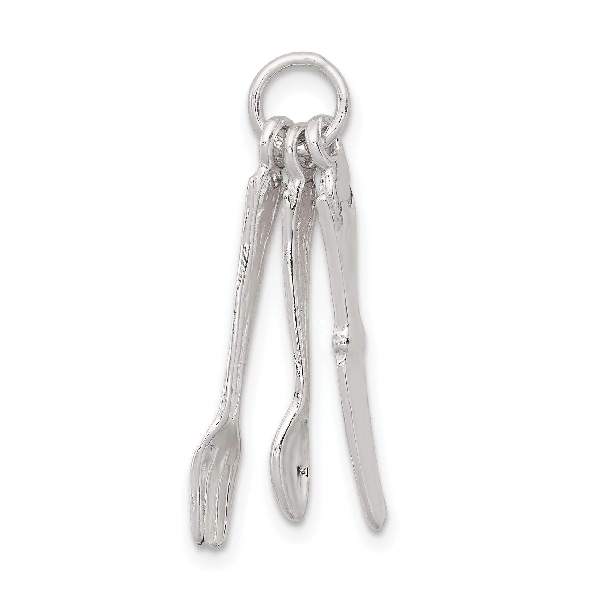 Sterling Silver 925 Knife Fork Spoon Charm with Polished 3D Finish Secondary image